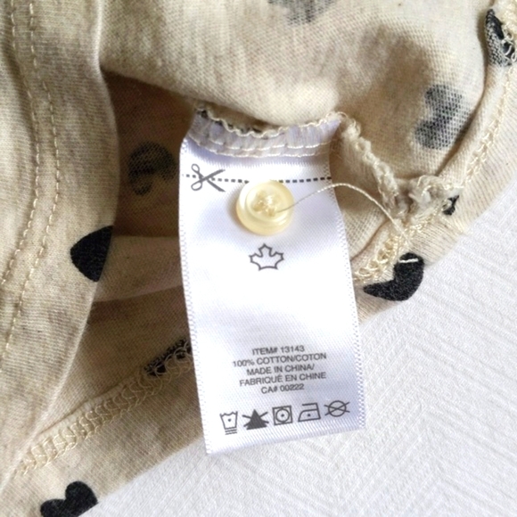 canadiana heart print long sleeve top 3 months baby girl - Picture 3 of 4